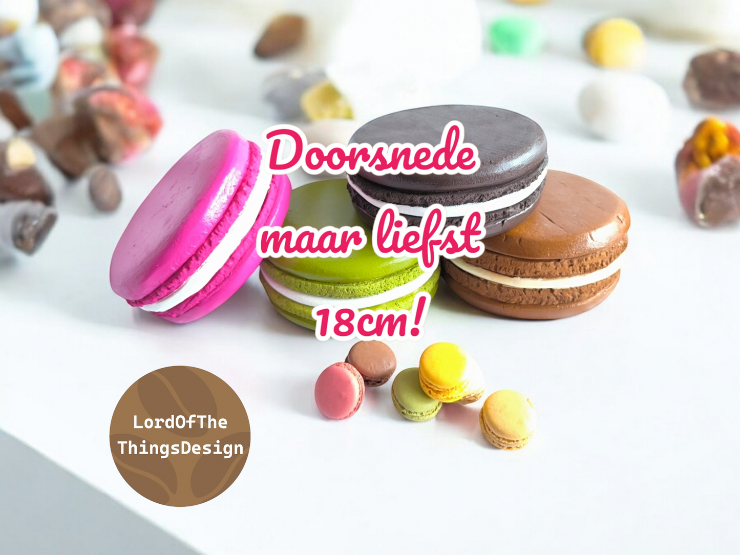 Giant Macarons 18cm voor decoratie in diverse kleur combinaties
