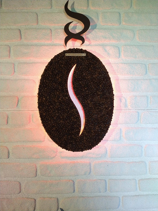 Wand paneel bekleed met echte koffiebonen
