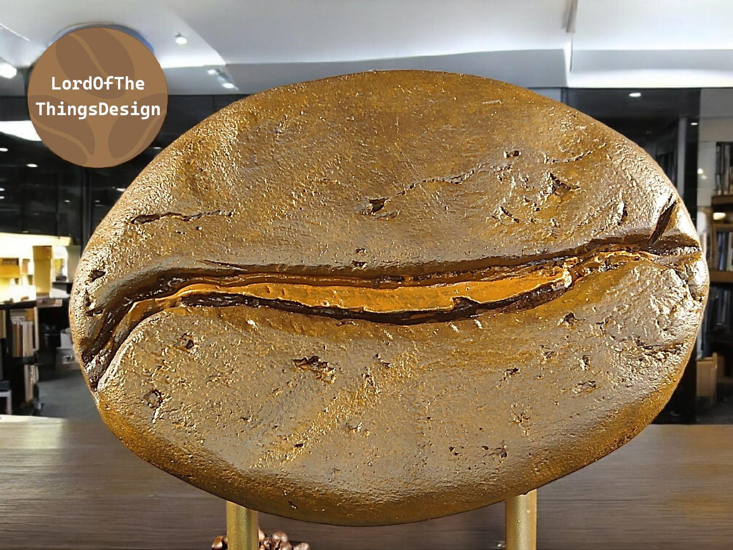 koffieboon sculptuur goud groot