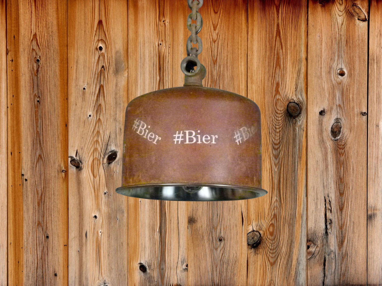 Industriële  hanglamp "Rusty" met Bier tekst
