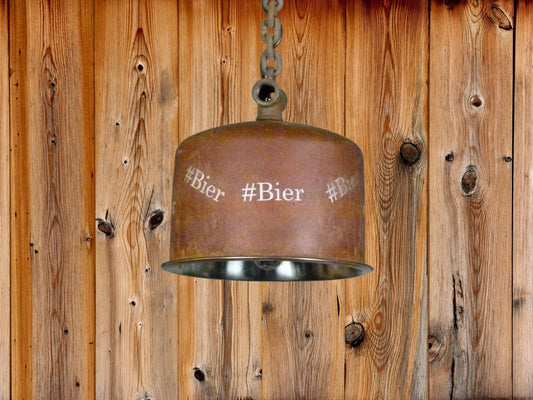Industriële  hanglamp "Rusty" met Bier tekst