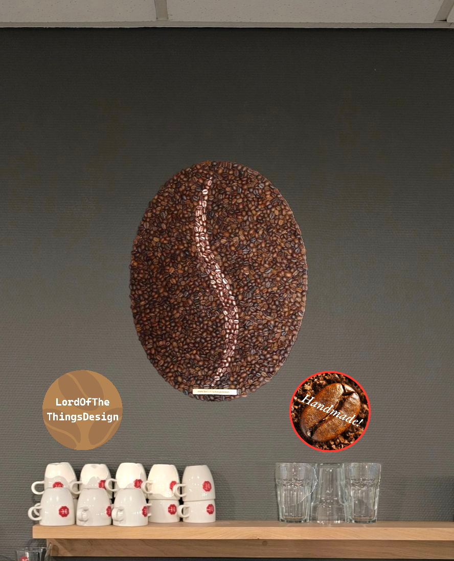 Coffee Beans Art Wall Panel 42x32cm Red Copper