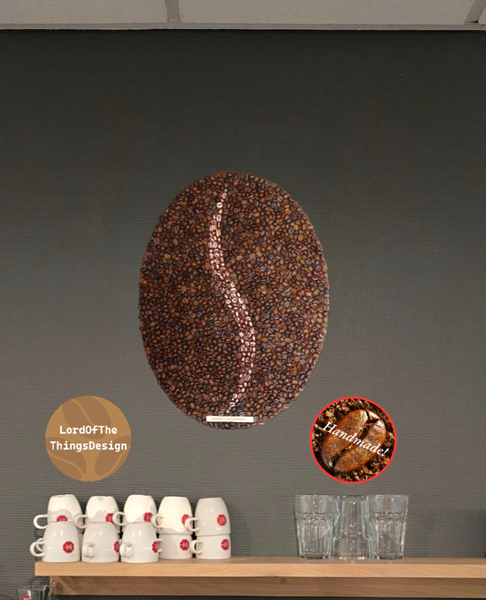 Coffee Beans Art Wall Panel 42x32cm Red Copper