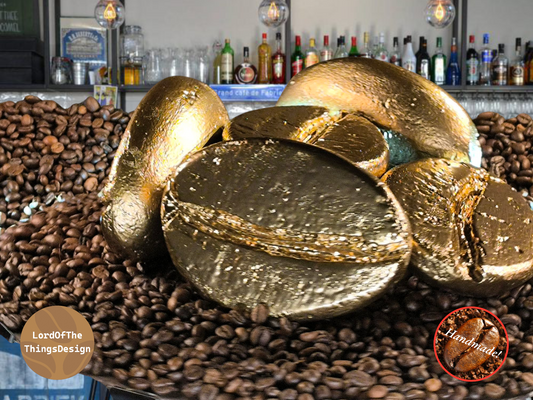 Giant Coffee Beans XL "Goud" voor decoratie doeleinden.  Set van 5 stuks.