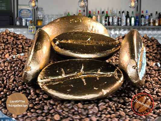 Giant Coffee Beans XL "Goud" voor decoratie doeleinden.  Set van 5 stuks.