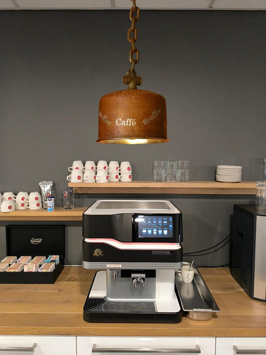 Industriële hanglamp "Rusty" met koffie tekst