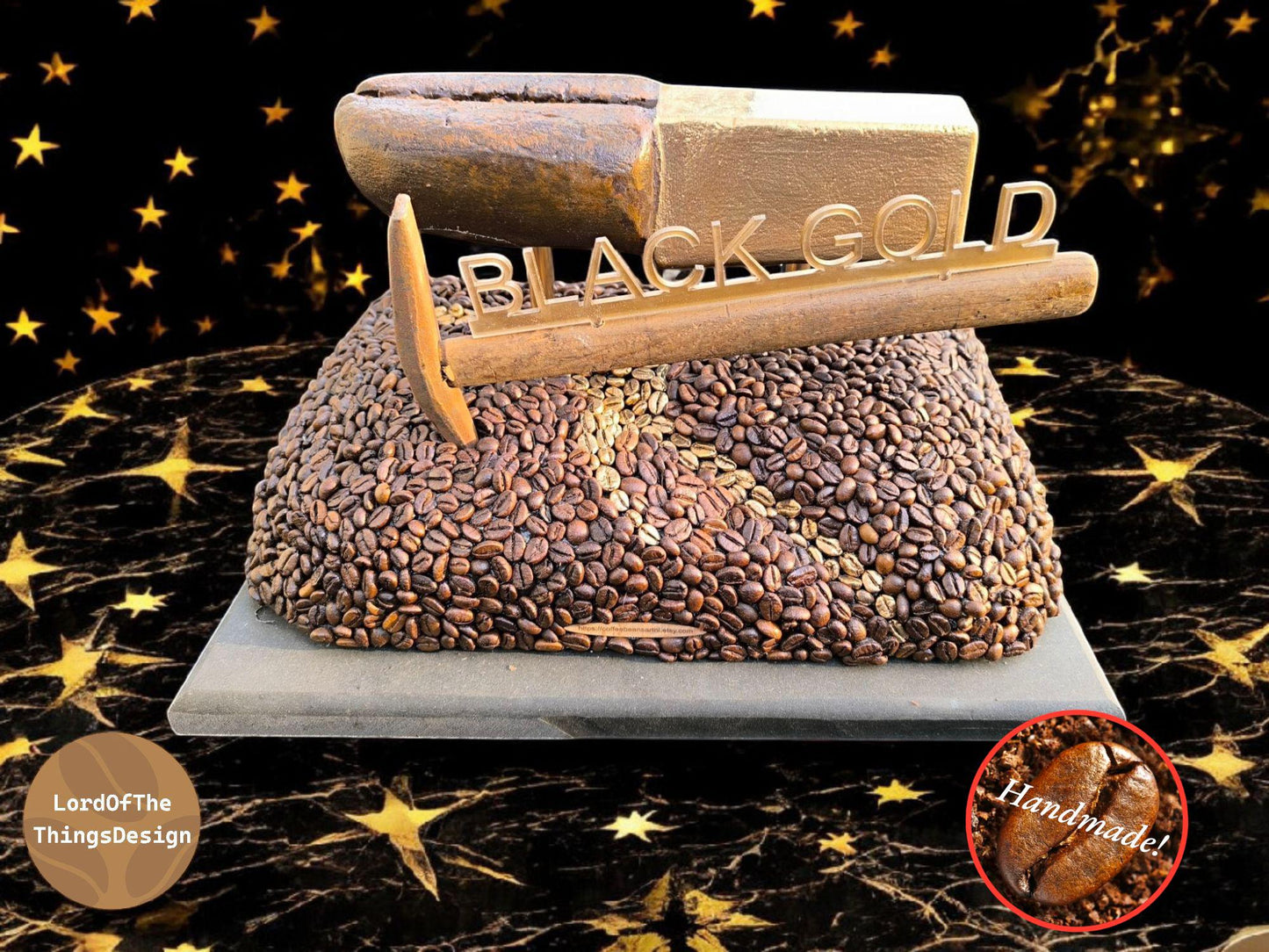 Koffie sculptuur "Zwart Goud".