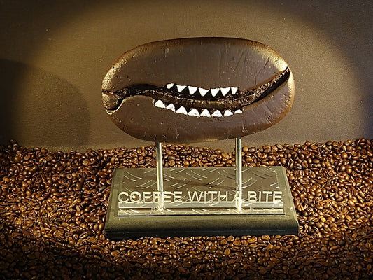 Funny Coffee Bean " Coffee With a Bite"
