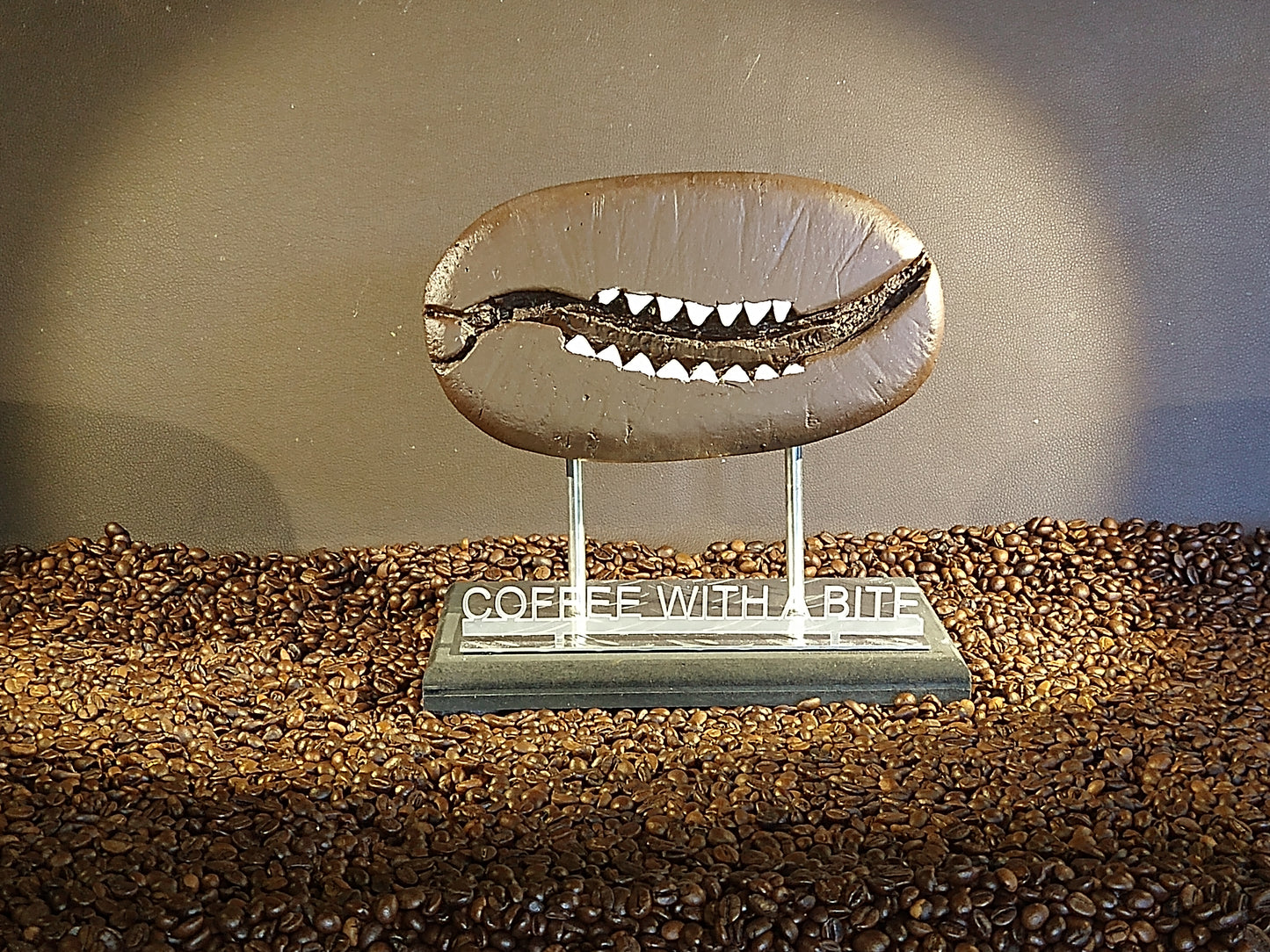 Funny Coffee Bean " Coffee With a Bite"