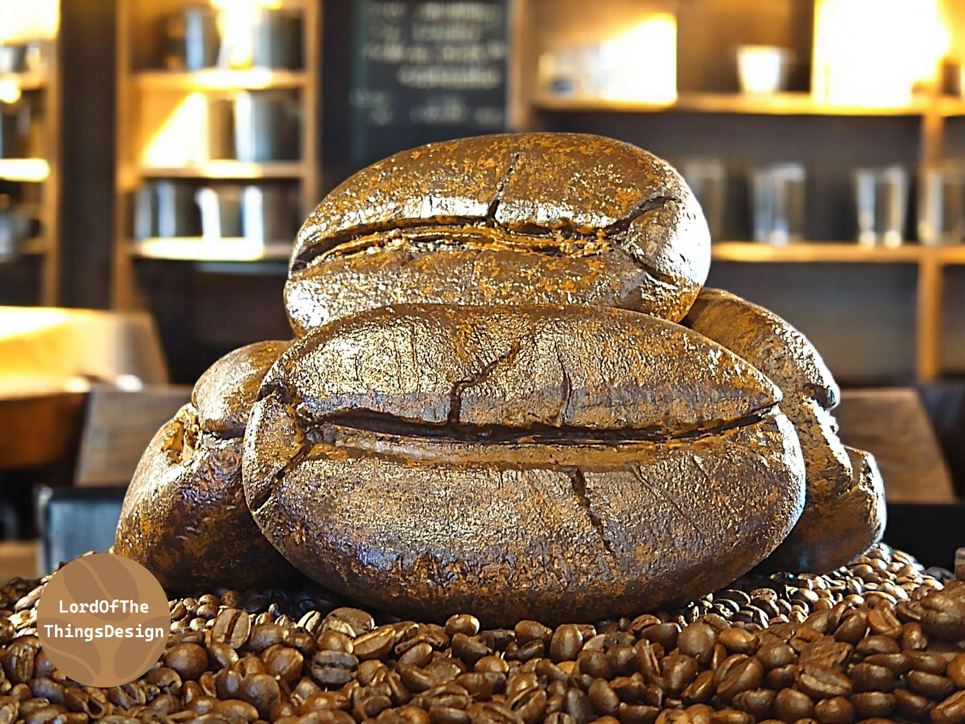 Reuzen koffiebonen props in meerdere grootten door Lord Of The Things Design