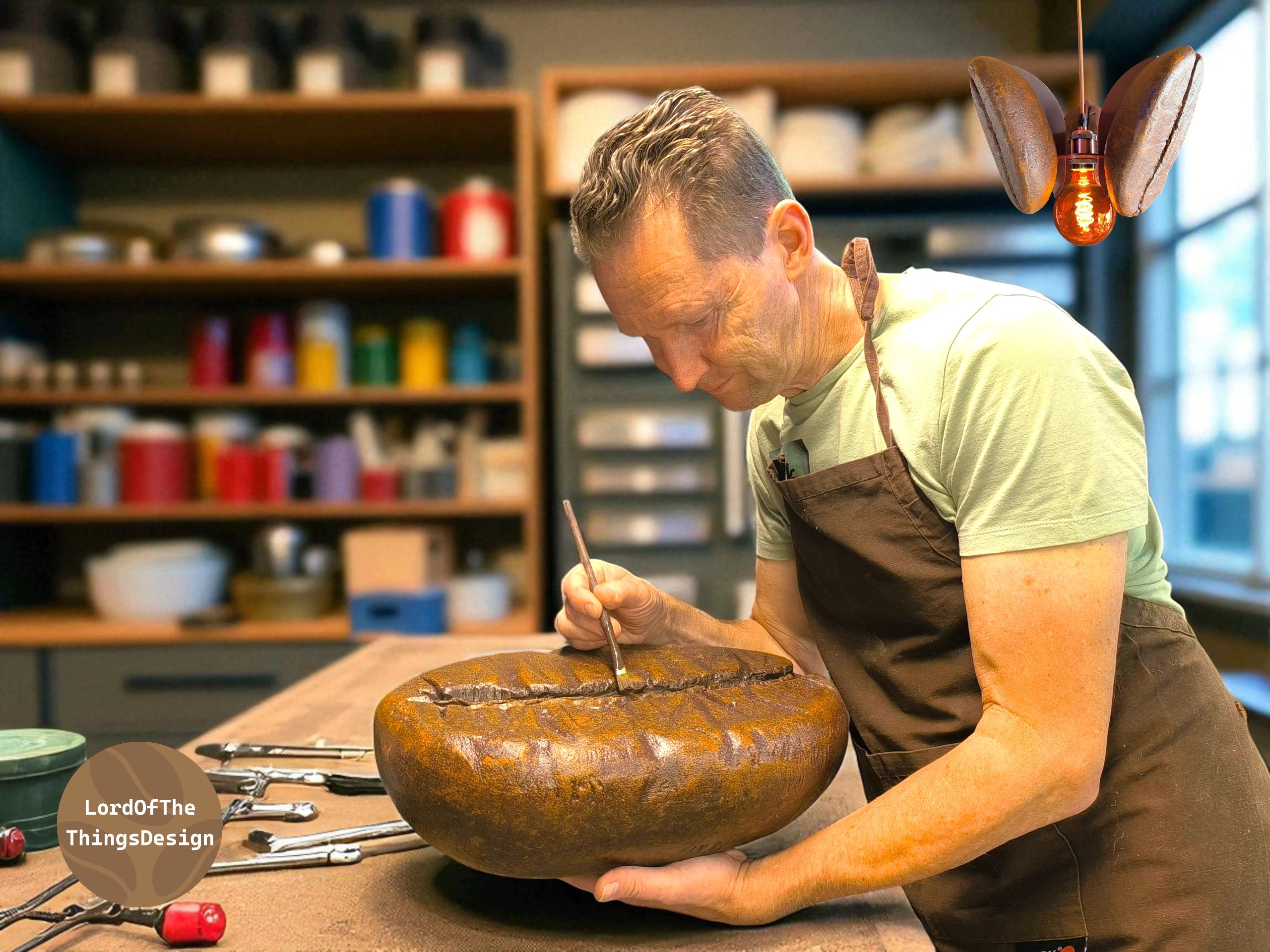 Reuzen koffiebonen van hardschuim. Handgemaakt en beschilderd door Lord Of The Things Design