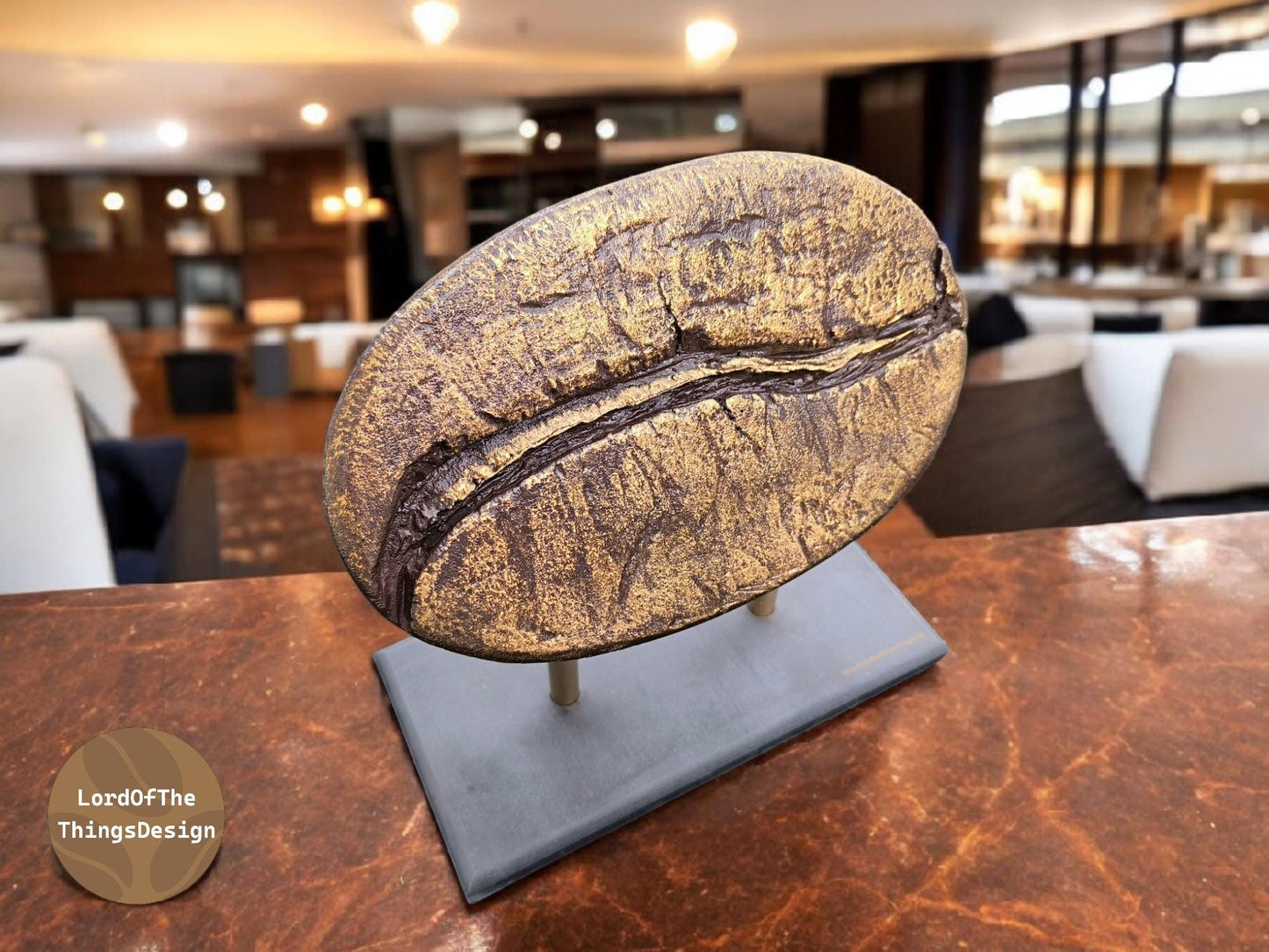 Grote Koffiebonen Trofee (Brons look) voor Best Barista of als sculptuur
