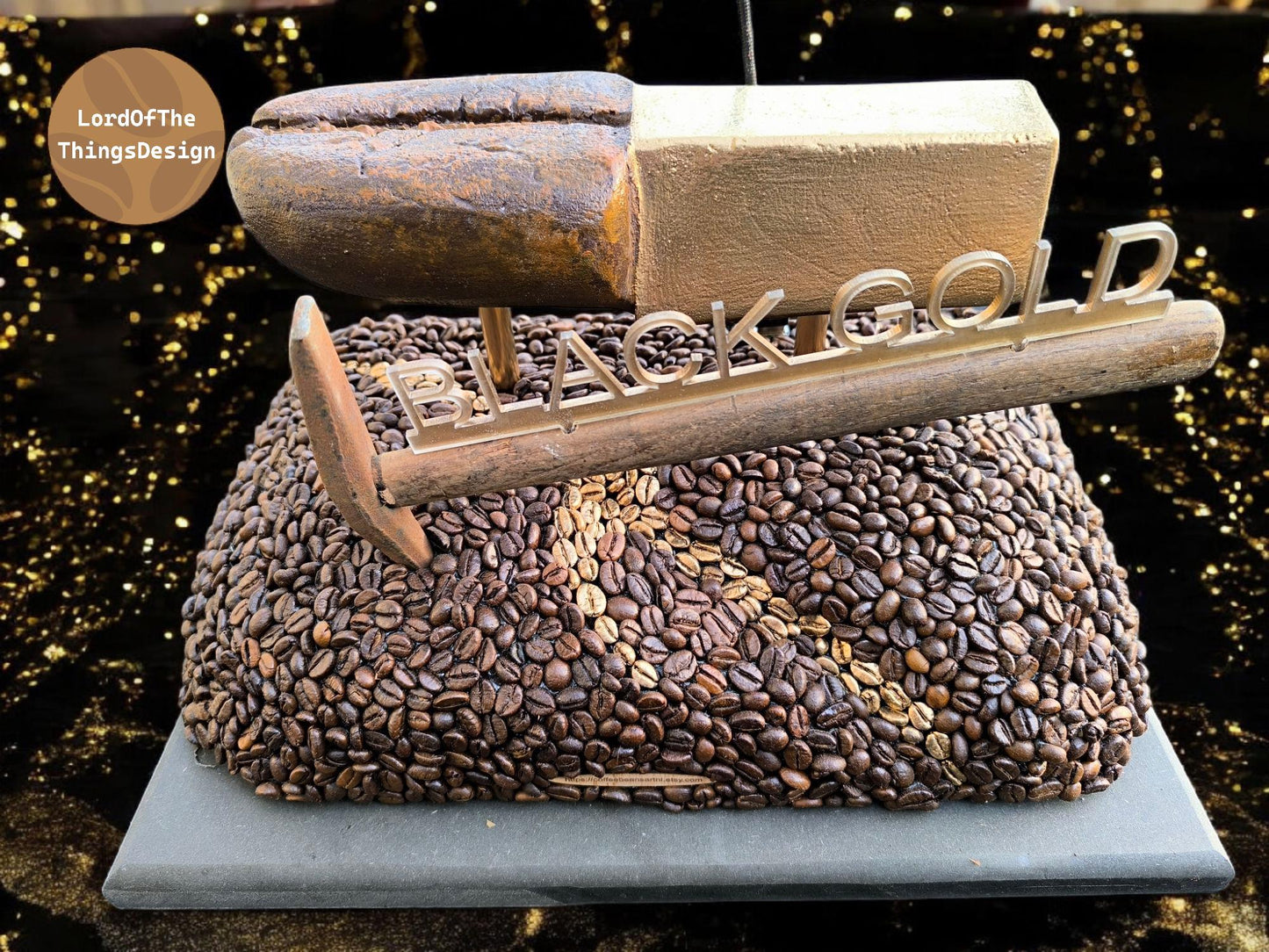 Koffie sculptuur "Zwart Goud".
